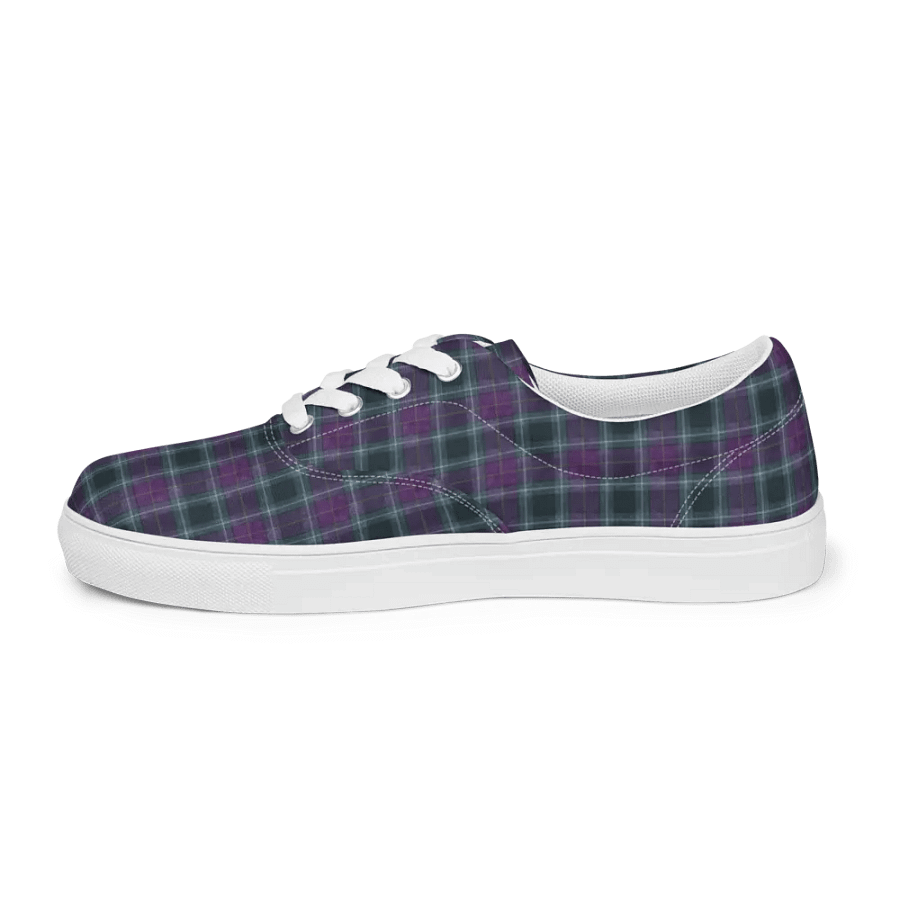 Purple/Green Plaid Women's Lace-Up Canvas Shoes product image (7)