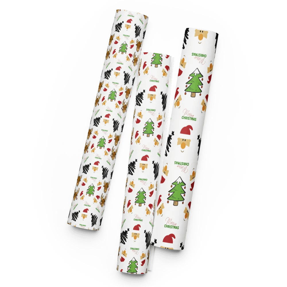 Reindeer, Santa, Christmas Tree Wrapping Paper - White product image (6)