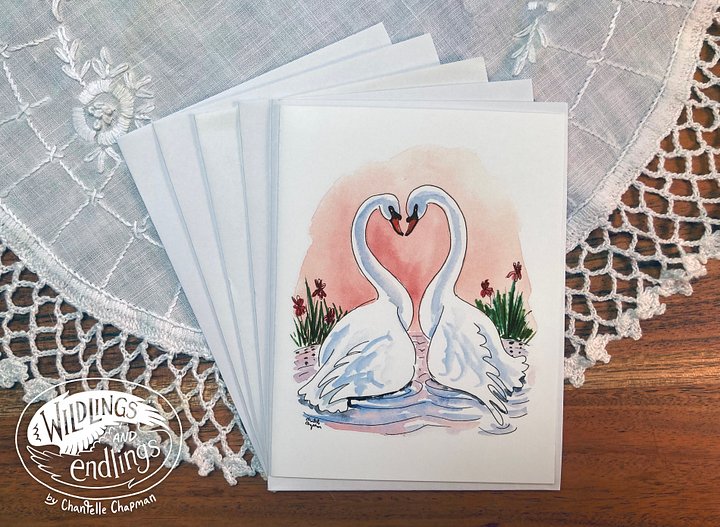 An Old Fashioned Swan Song - Set of 5 A2 Notecards with Envelopes product image (1)