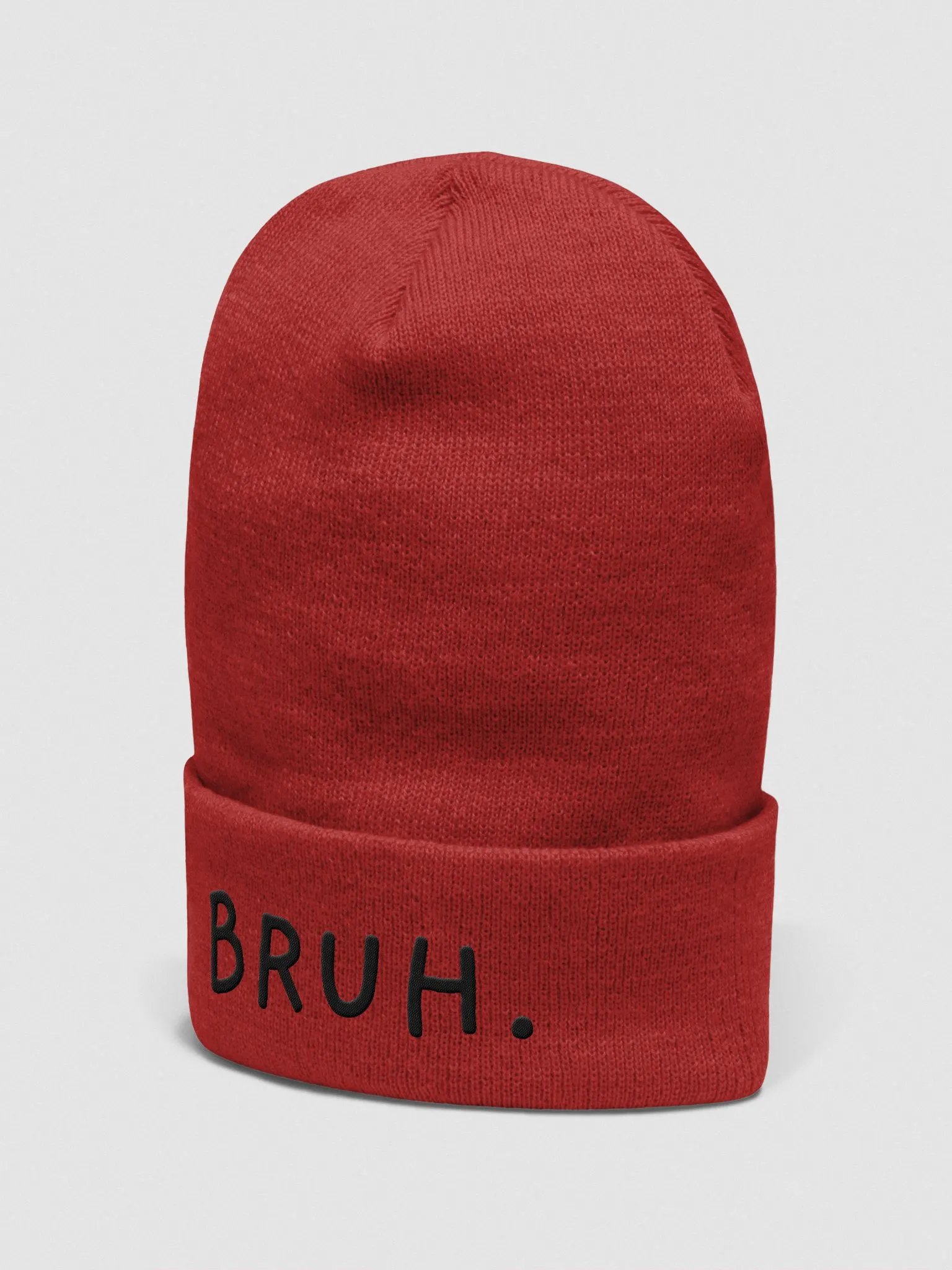 bruh cuffed beanie - black font product image (12)
