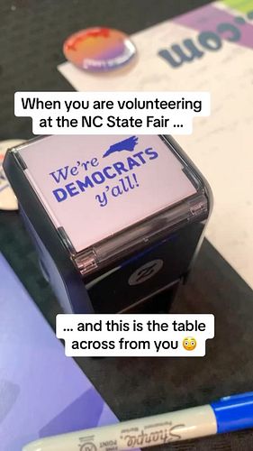 When you are volunteering with the @ncdemocrats at the North Carolina State Fair and this is the table across from you 😳🙅🏻‍♀️...