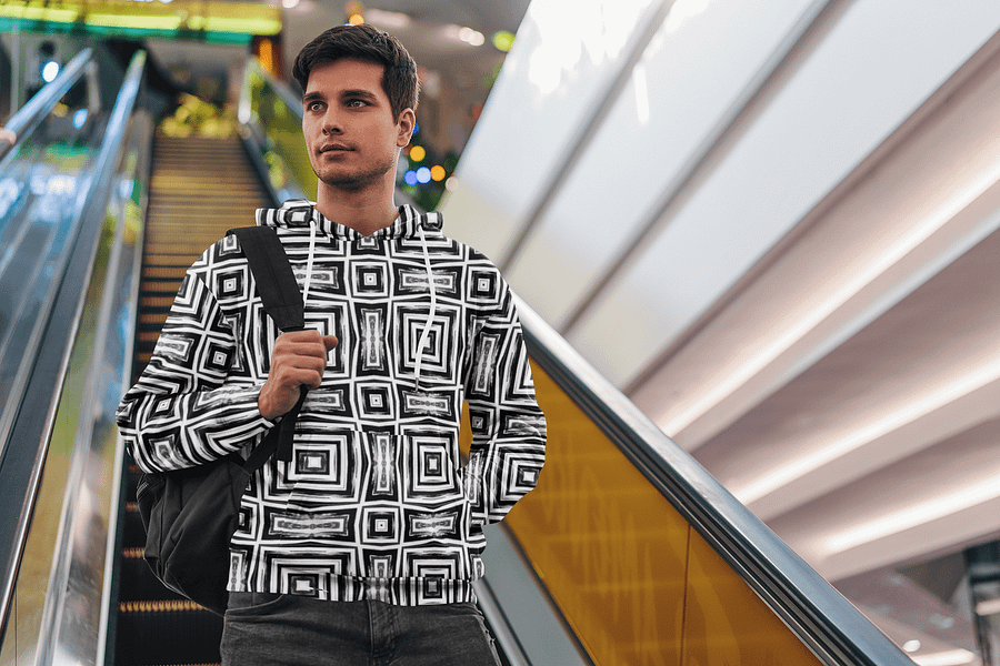 Abstract Monochrome Repeating Pattern Unisex All Over Print Hoodie product image (10)