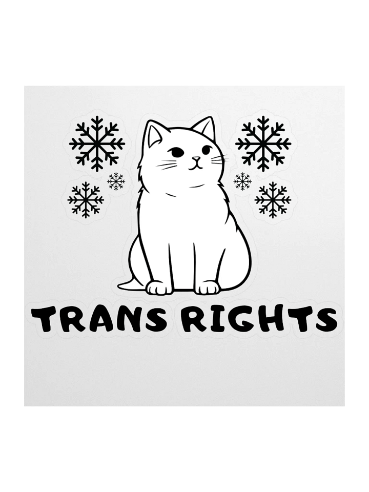 Trans Rights Cat Sticker With Snowflakes product image (1)
