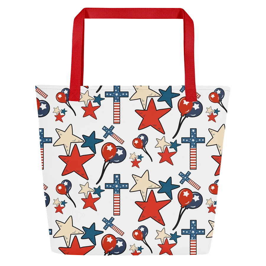 Red, White And Blue Stars And Crosses Tote Bag product image (5)