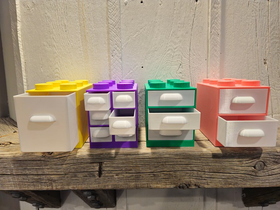 Stackable 3D Printed Organizer Drawers, Building Brick-Style Storage Bins for Toys, Crafts, Sewing or School Supplies, Decorative Organizers product image (9)