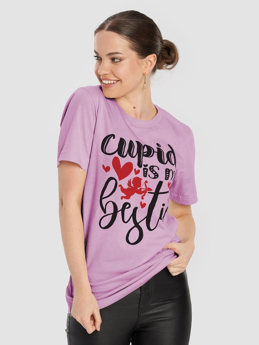 Cupid is My Bestie with Adorable Cupid and Hearts T-Shirt (Black Text) product image (9)