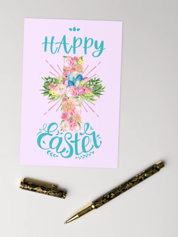 Happy Easter Floral Cross Greeting Card product image (10)