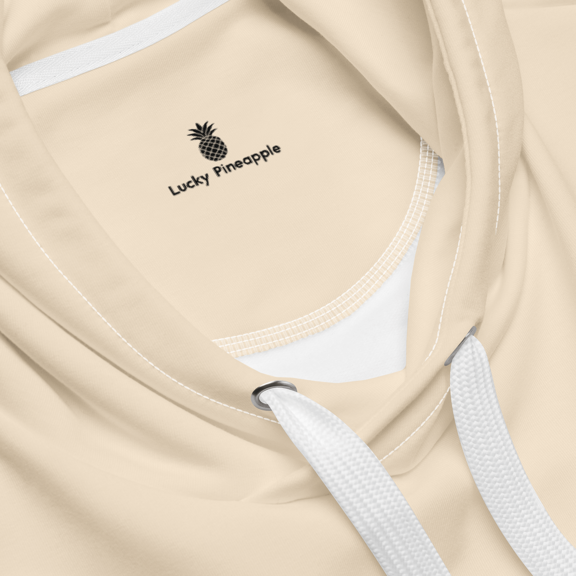 Cream Beige Solid Color Eco Friendly Pullover Unisex Hoodie product image (4)