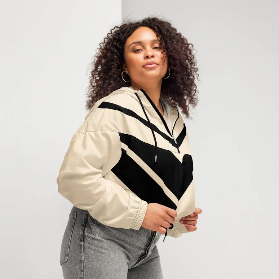 Black Stripes Crop Hoodie Windbreaker product image (10)