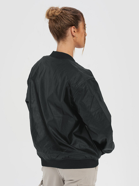 Photo showing Threadfast Apparel Faux Leather Bomber Jacket