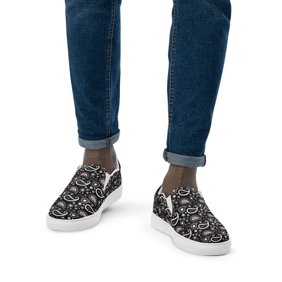 Black Paisley Dreams Men's Slip-On Shoes product image (7)