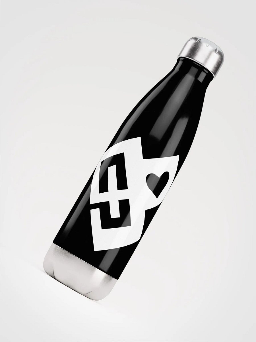 OptimusProcrastinus HeartChip Stainless Steel Water Bottle (White on Black) product image (4)