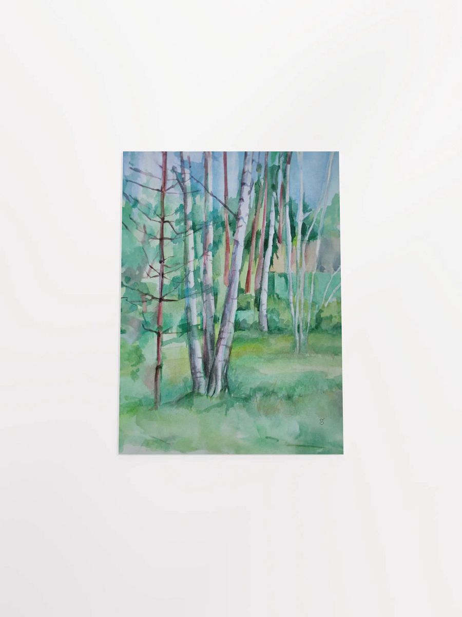 Serene Birch Forest Watercolor Poster - Nice Forest Dacha product image (7)