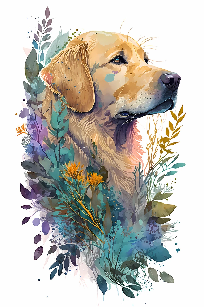 Dog with Spring Summer Flowers Matte Poster product image (2)