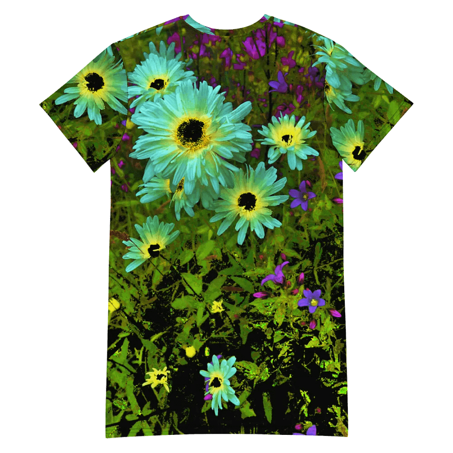 Abstract Vibrant Daises in the Garden Ladies T Shirt Dress product image (6)