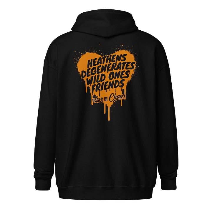 Heathens, Degenerates, Wild Ones, and Friends Zip Hoodie - Orange product image (2)