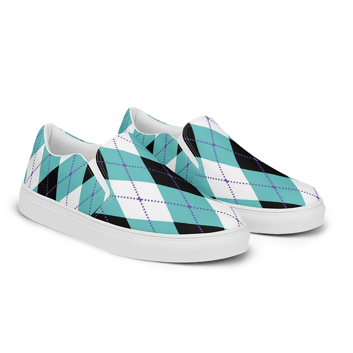 Teal Argyle Men's Slip-On Shoes product image (2)