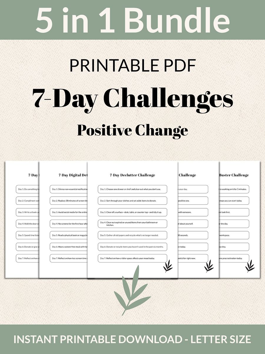 Positive Change Bundle 7-Day Challenges Printable product image (1)