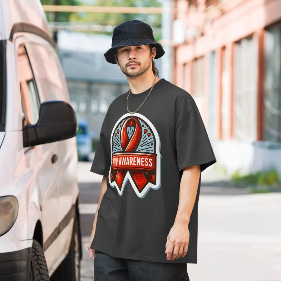 Bold HIV Awareness Ribbon Faded T-Shirt product image (6)
