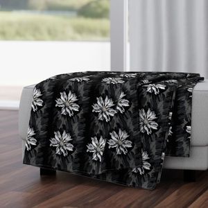 Seamless Pattern - Stripes of White flowers and Gray Leaves on a Black Background product image (4)