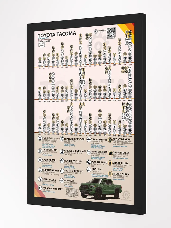 3RD GEN "TOD" TACOMA MAINTENANCE MAP V1.0 (Framed) product image (2)