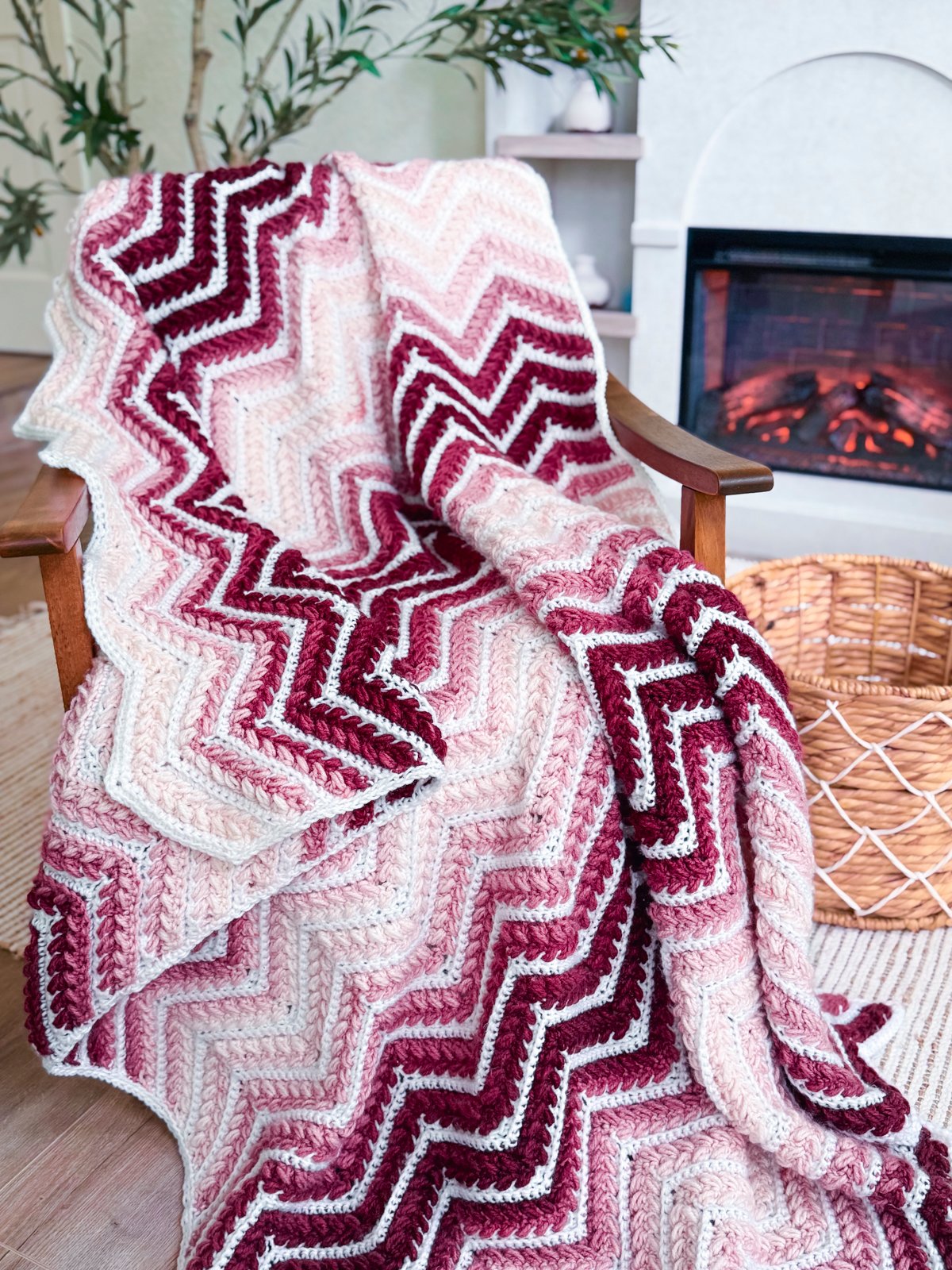Wheat Stitch Crochet Ripple Chevron Blanket Pattern product image (9)