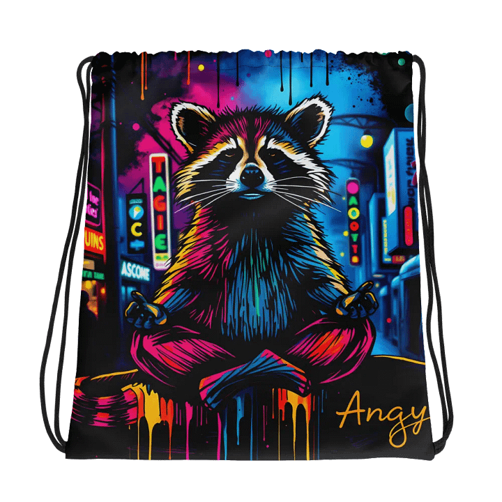 City Zen Raccoon Drawstring Bag product image (1)