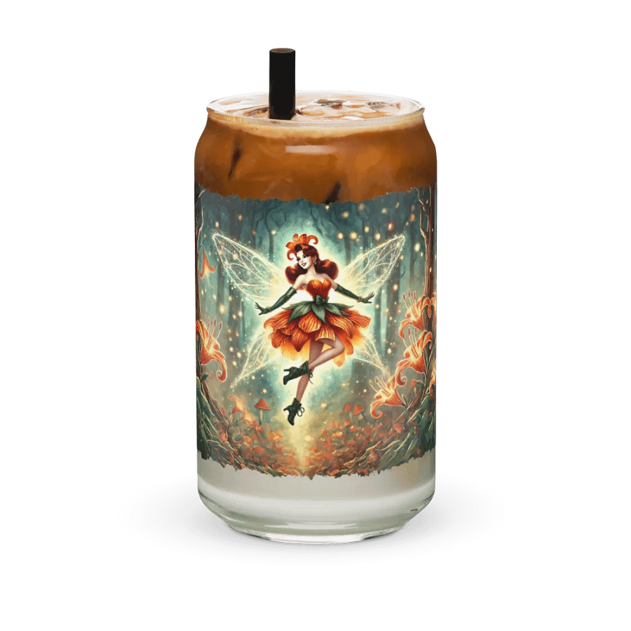 Enchanted Orange Lily Fairy Glass with Optional Lid and Straw product image (36)