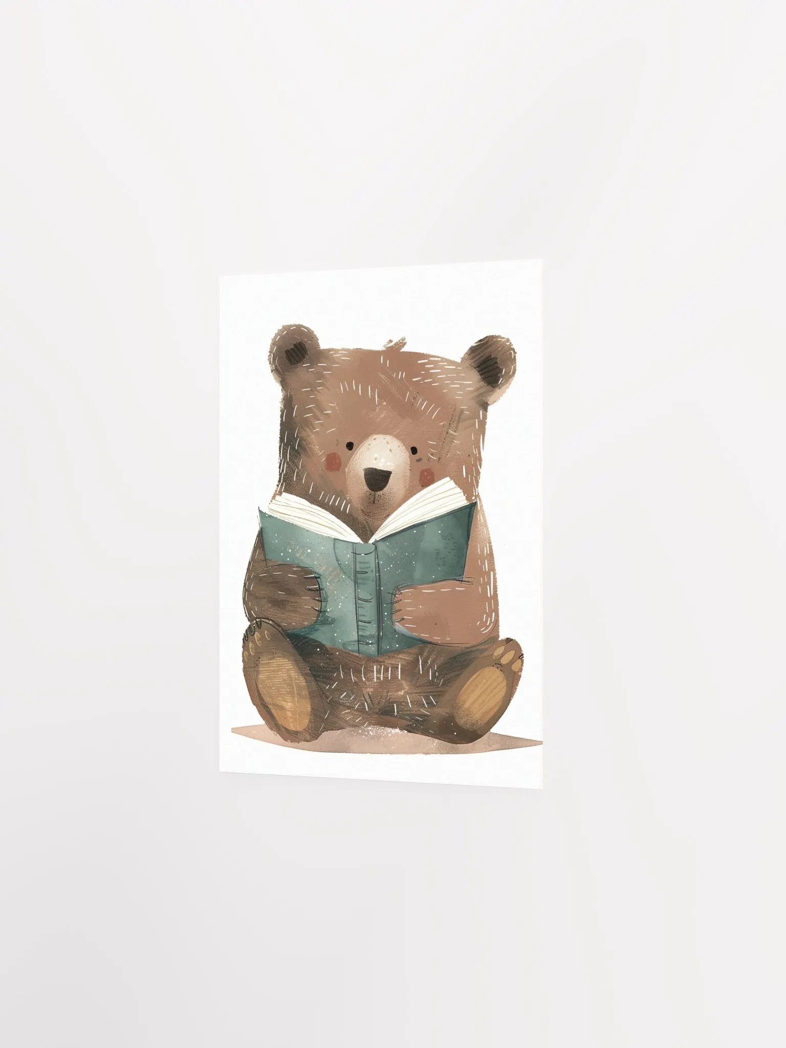 Cute Bear Reading a Book Watercolor Nursery Art Print product image (12)