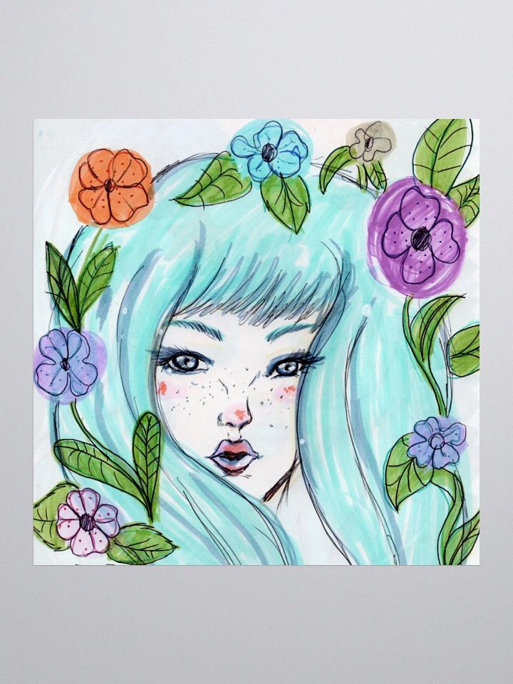 Blue Flowers Kiss Cut Sticker product image (1)