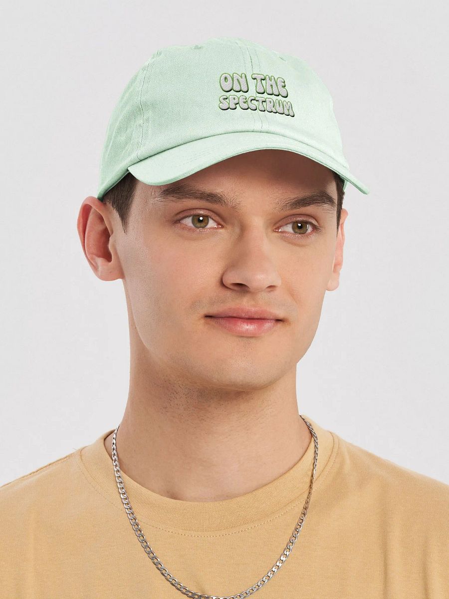 ON THE SPECTRUM (green) groovy lined design 2 embroidered pastel dad hat product image (13)