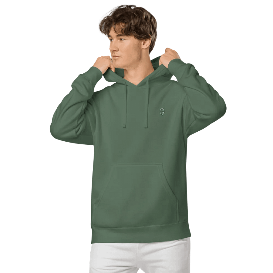 EXCLAIMING MENTALLY (sm. kelly bubble design) embroidered pigment hoodie product image (7)