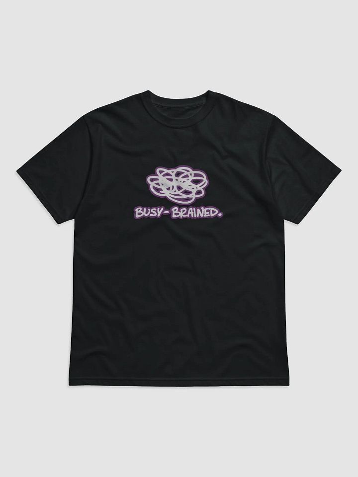 BUSY-BRAINED (lined design, #763D7D) unisex eco tee product image (1)