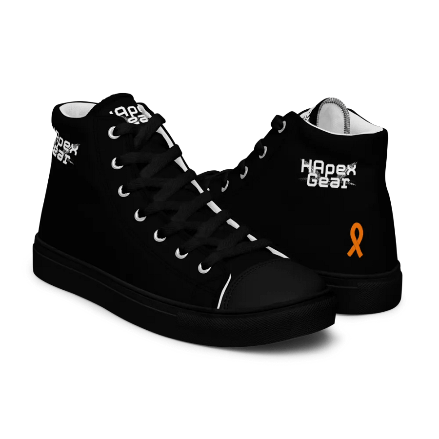 White HApex Gear White Logo Cancer Awareness Orange Ribbon. Black Women's High Top Canvas Shoes product image (11)