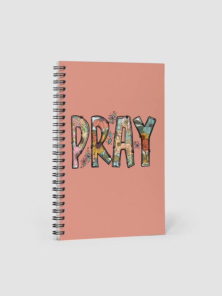 PRAY Spiral Notebook - Coral With a Floral Design product image (1)