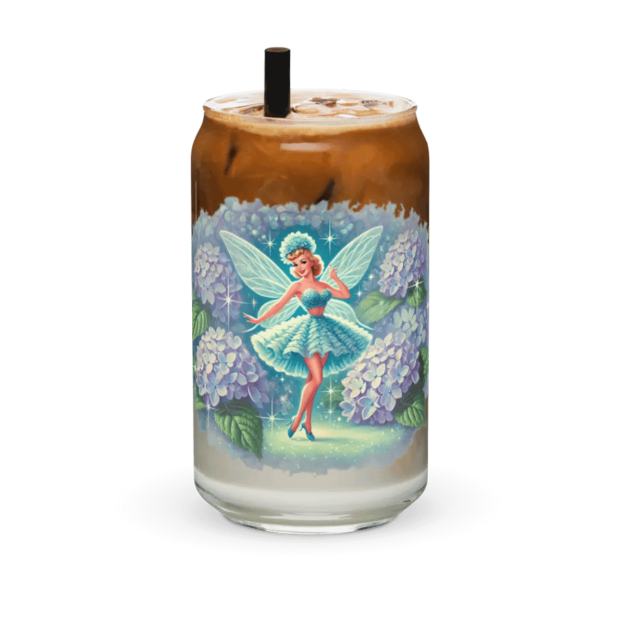 Blue Hydrangea Fairy Can Shaped Glass product image (36)