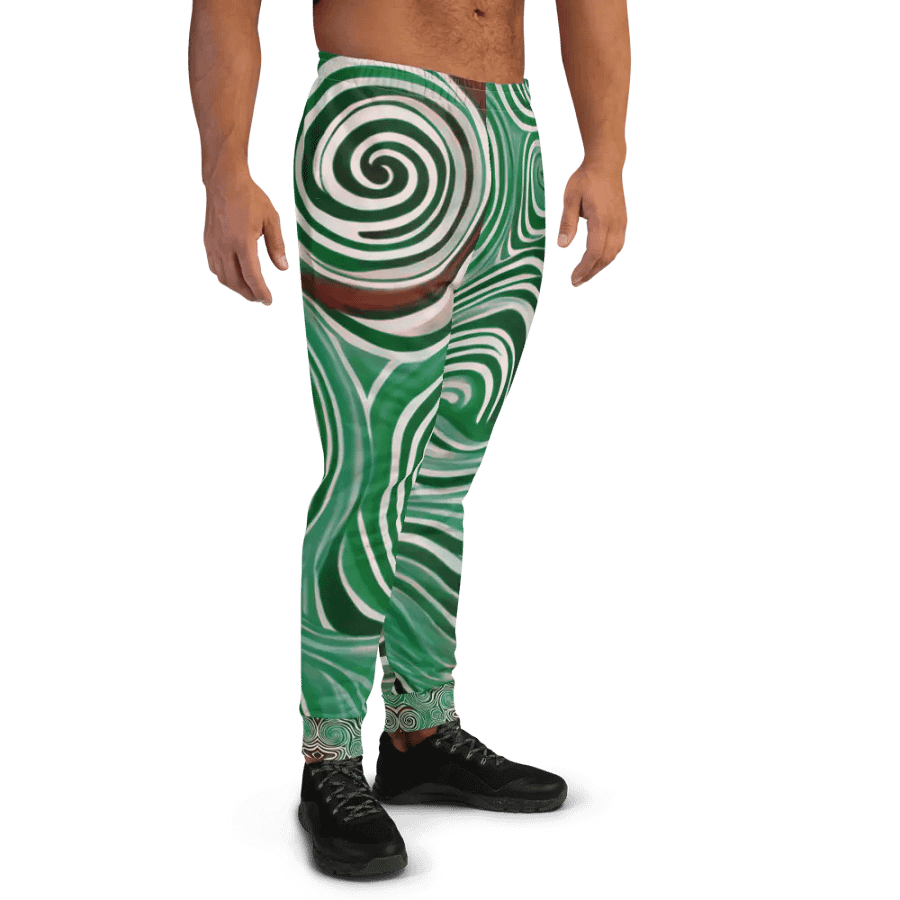 Funky Cool Green Liquid Tie-Dye Men's Joggers product image (6)