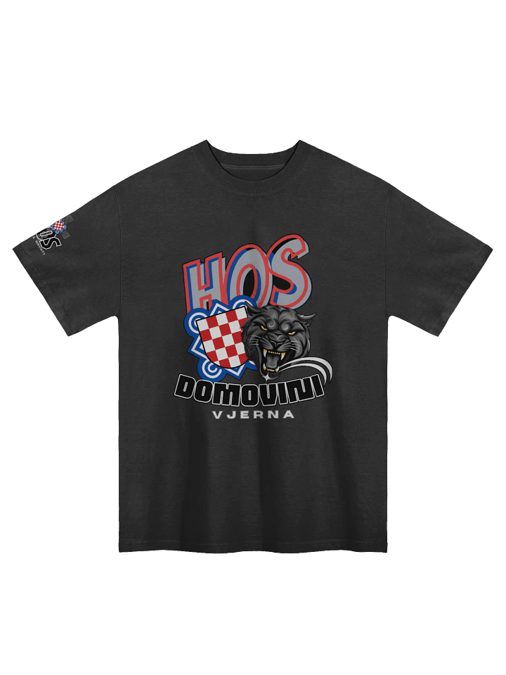 HOS DOMOVINI VJERNA Emblem Oversized Faded T-Shirt product image (1)