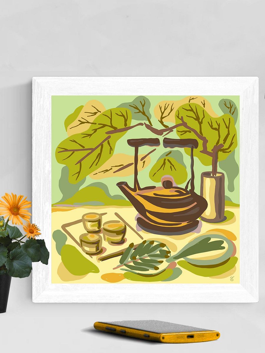Earthy Teapot and Teacups Canvas Art - Coffee Shop No. 2 product image (124)