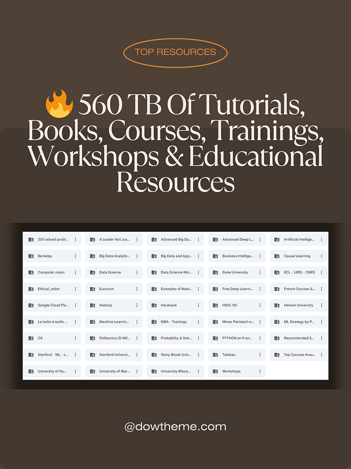 🔥 560 TB Of Tutorials, Books, Courses, Trainings, Workshops & Educational Resources product image (1)