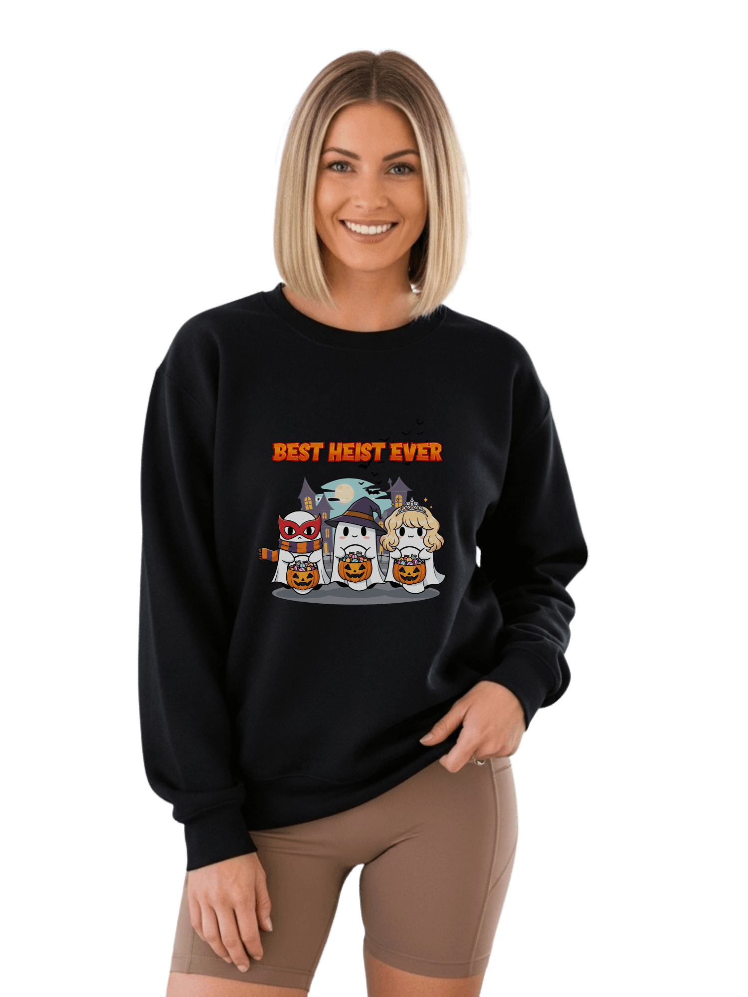 Best Heist Ever Halloween Sweatshirt For Women – Cute Funny Ghosts Trick-or-Treat Sweater, Cozy Spooky Season Pullover For Women product image (1)