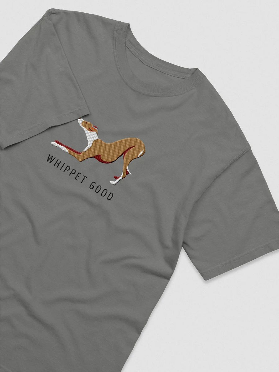 Whippet Good T-Shirt(Embroidered) of a Whippet(Tan & White) product image (5)