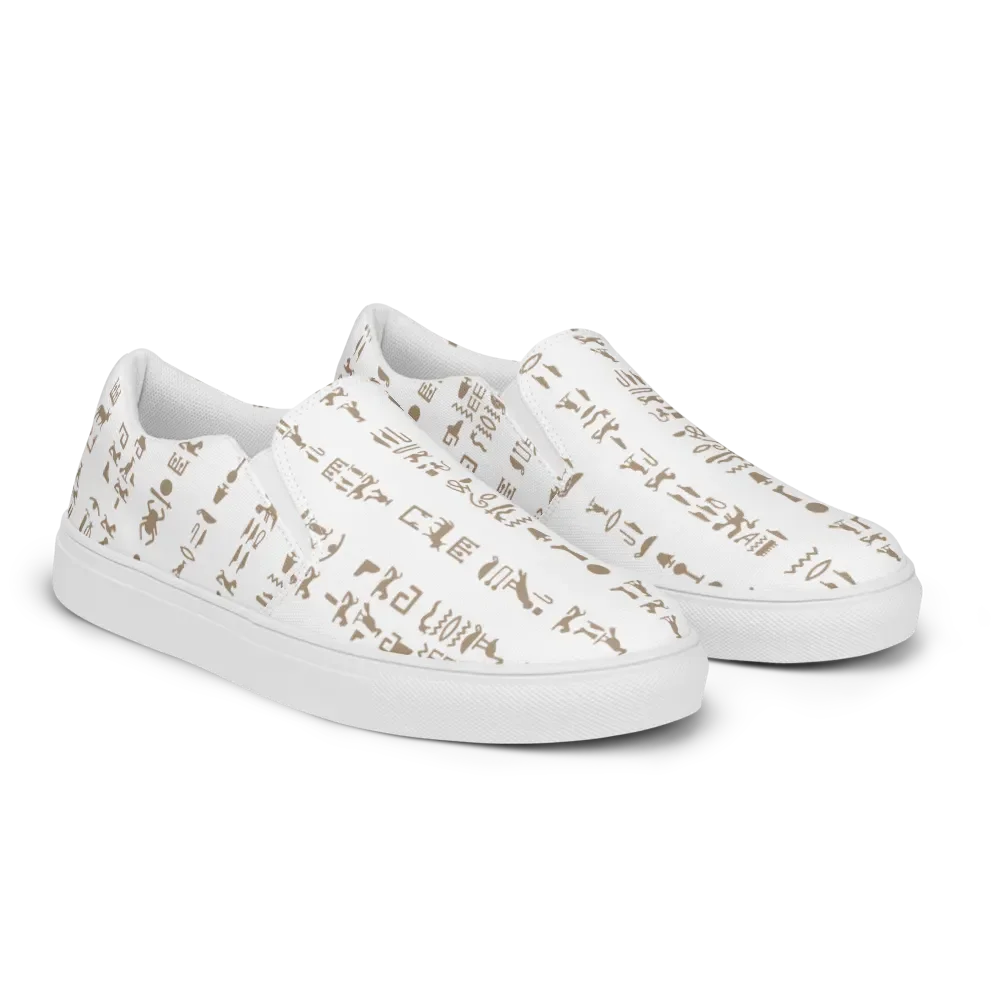 Isis Hieroglyphics White Women's Slip-Ons Shoes product image (2)