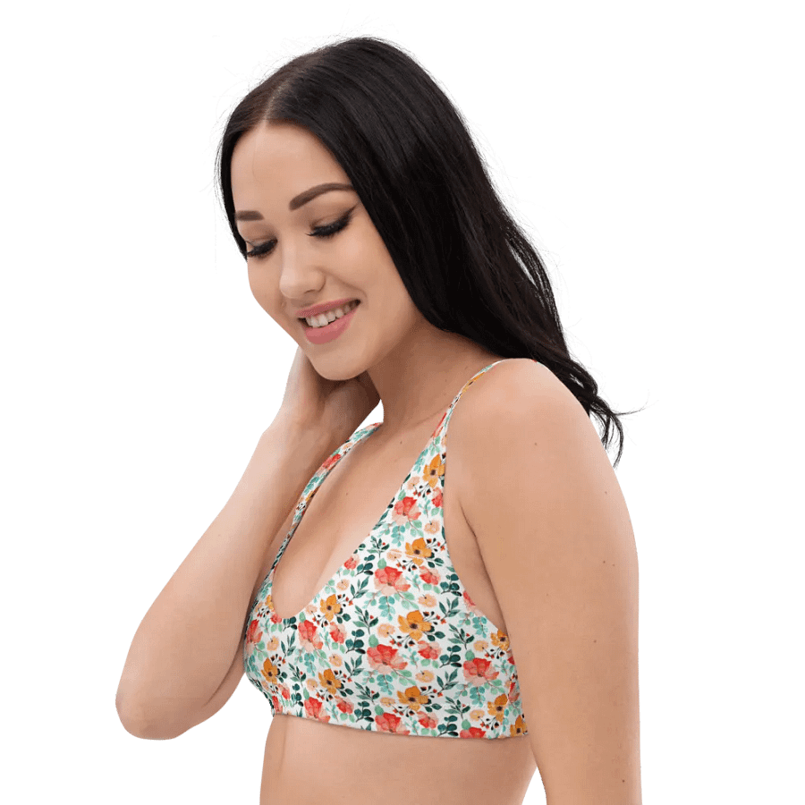 Watercolour Floral Pattern Padded Bikini Top - V1 product image (5)