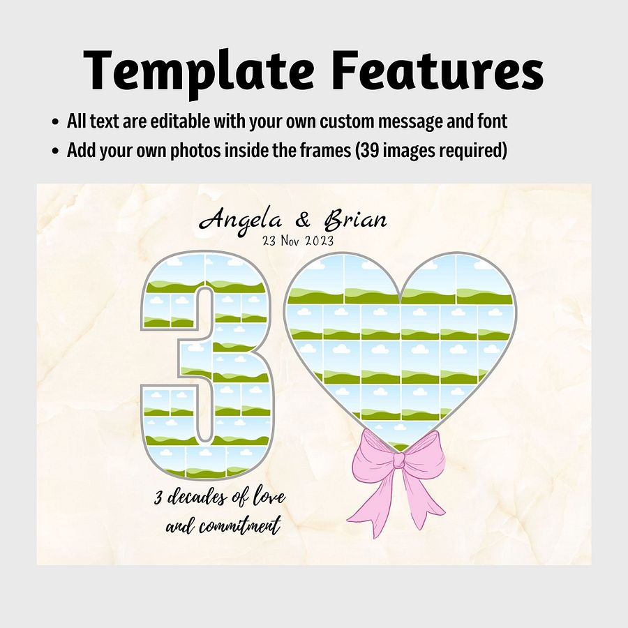 30 Year Wedding Anniversary Photo Collage Canva Template product image (4)