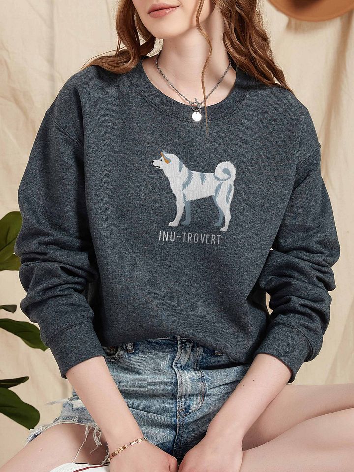 Inu-Trovert Sweatshirt (Embroidered) of a Japanese Akita Inu(White) product image (2)