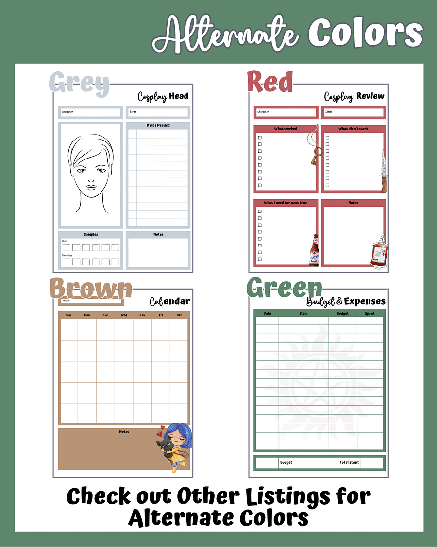 Monster Hunter Cosplay Planner – Green Edition | 54-Page Printable PDF product image (5)