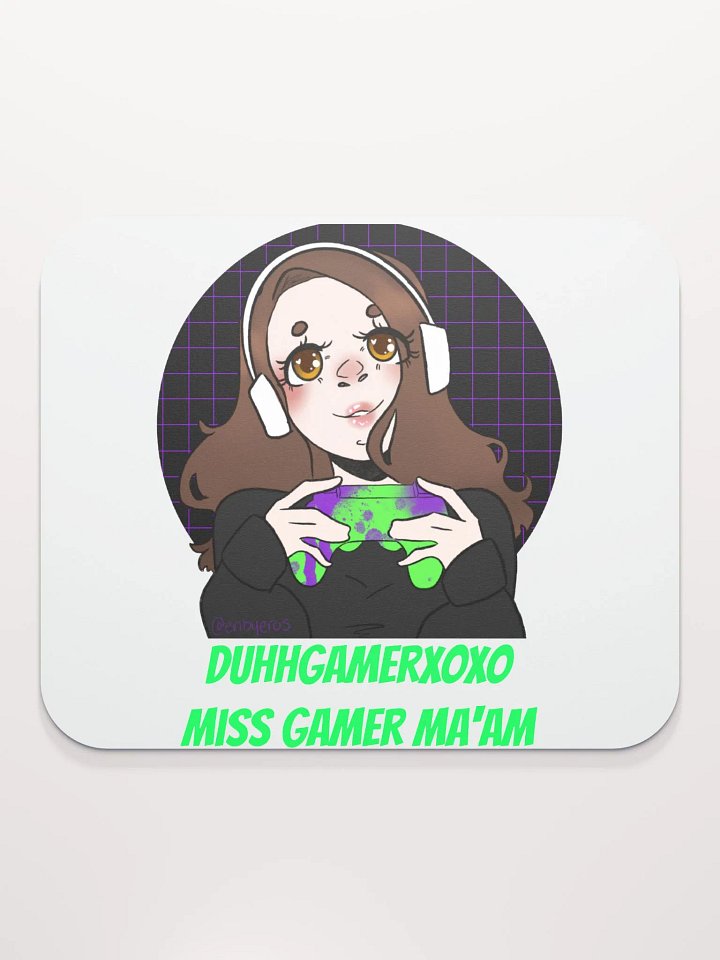 DuhhGamerXOXO/Miss Gamer Ma'am Mouse Pad - Green Text product image (2)