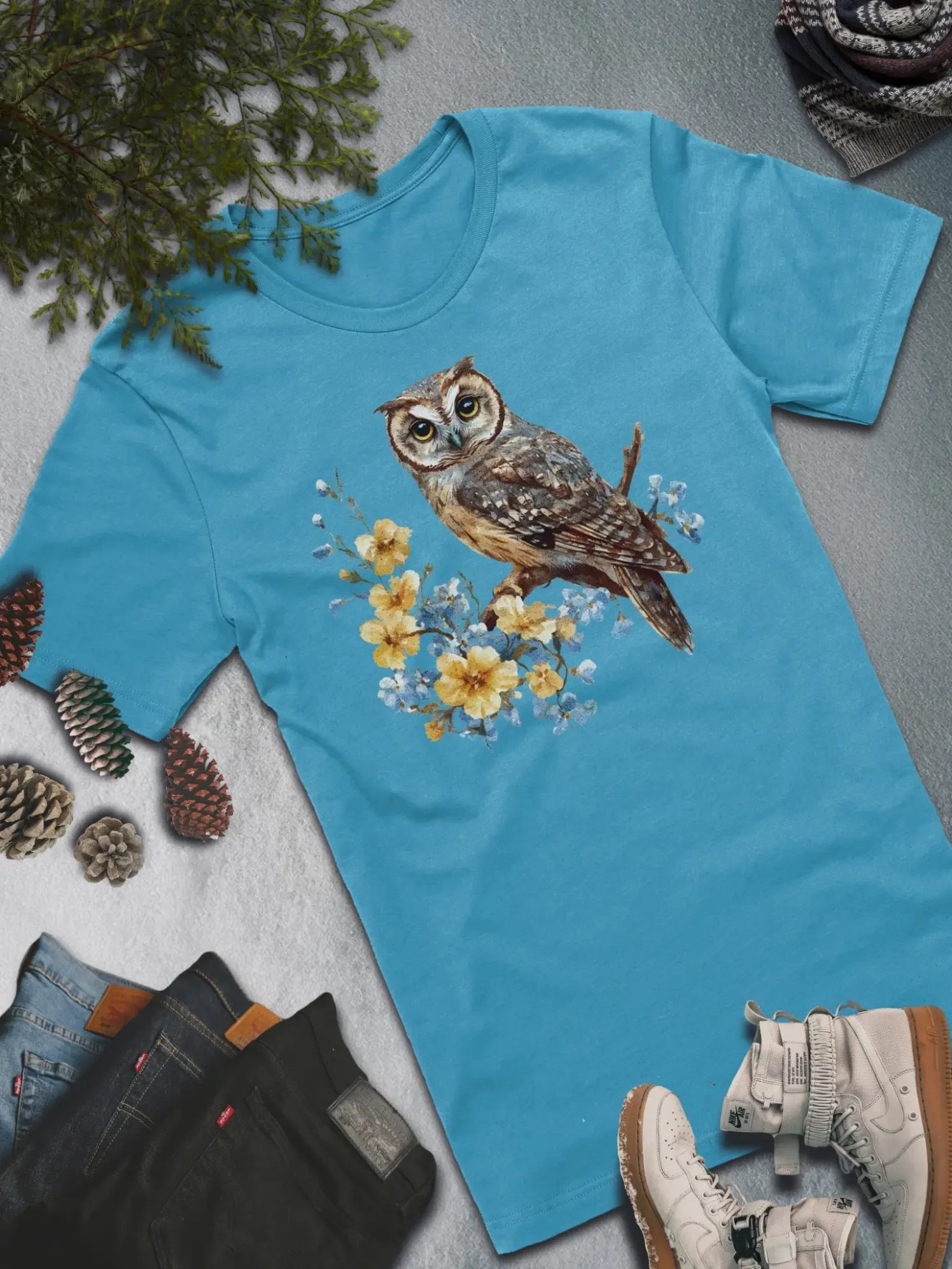 Floral Owl T-Shirt – Nature-Inspired Elegance product image (1)