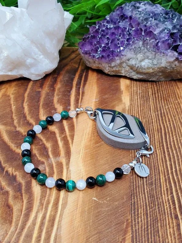 Scorpio Bracelet | Malachite, Moonstone & Obsidian | Handmade Accessory for Bellabeat Leaf Urban & Ivy product image (1)